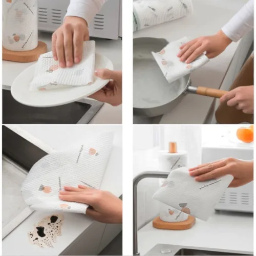 Nguồn hàng sỉ combo 2 Cuộn Khăn Giấy Lau Bếp Đa Năng Tái Sử Dụng Nhiều Lần 6x6x19.5cm
