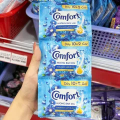 Nước xả vải Comfort Hương Ban Mai Thơm Mát xanh biển, combo 2 dây 24 gói 18ml/gói
