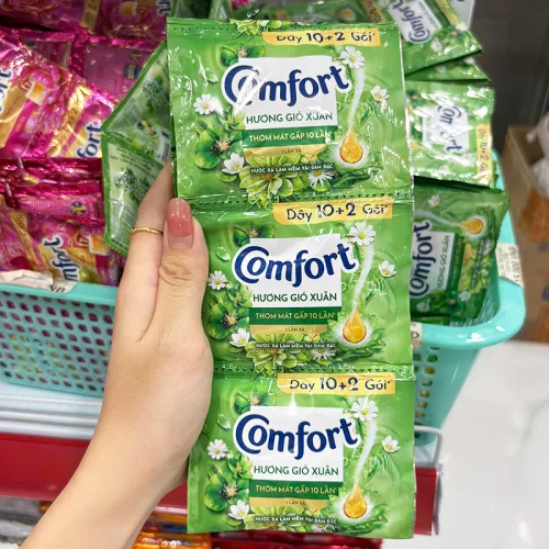 Chỗ sỉ combo 2 Dây 24 Gói Nước Xả Vải Comfort Hương Gió Xuân Thơm Mát 18ml/Gói - Màu Xanh Lá
