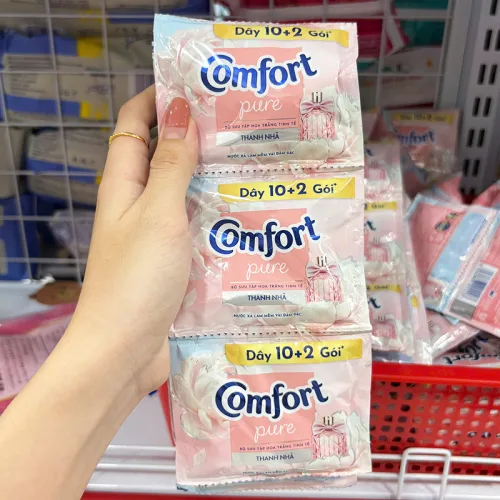 Chuyên sỉ combo 2 Dây 24 Gói Nước Xả Vải Comfort Hương Thanh Nhã Thơm Mát 18ml/Gói - Màu Hồng Phấn