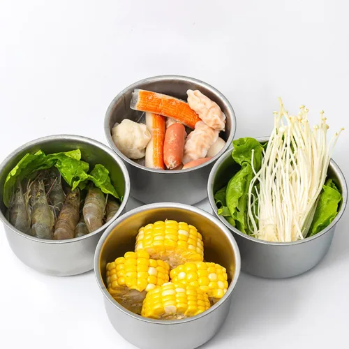 Chuyên sỉ combo 2 Hộp Inox Tròn Đựng Thực Phẩm Có Nắp Đậy 11x11x7cm