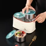 Chuyên sỉ combo 2 Hộp Inox Tròn Đựng Thực Phẩm Có Nắp Đậy 11x11x7cm