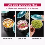 Chuyên sỉ combo 2 Hộp Inox Tròn Đựng Thực Phẩm Có Nắp Đậy 11x11x7cm