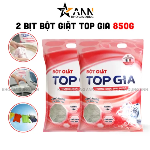 Bột giặt quần áo Top Gia hương nước hoa Pháp, 2 túi 850g