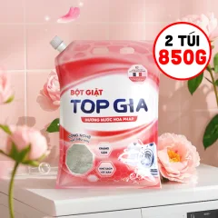 Bột giặt quần áo Top Gia hương nước hoa Pháp, 2 túi 850g