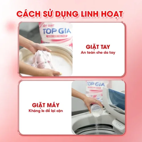 Bột giặt quần áo Top Gia hương nước hoa Pháp, 2 túi 850g