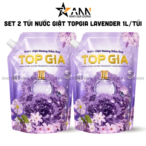 Nước giặt Topgia Đắm Say màu tím, combo 2 túi 1 lít