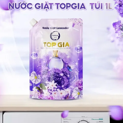 Nước giặt Topgia Đắm Say màu tím, combo 2 túi 1 lít