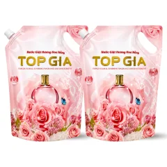 Chỗ sỉ combo 2 Túi Nước Giặt Topgia Hương Hoa Hồng 1 Lít(tổng 2 lít 2 túi)- Túi Cam