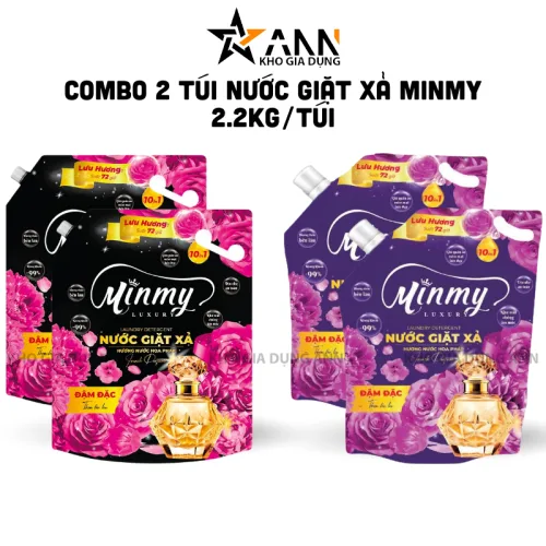 Combo 2 túi nước giặt xả Minmy, màu tím hoặc hồng, 2,2 kg/túi