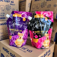 Combo 2 túi nước giặt xả Minmy, màu tím hoặc hồng, 2,2 kg/túi