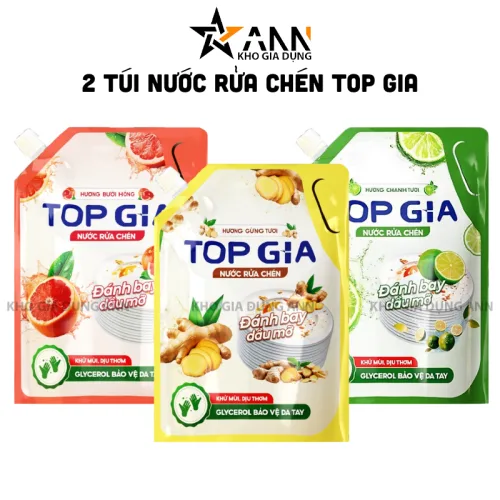 Shop sỉ combo 2 Túi Nước Rửa Chén Top Gia Dung Tích 2L/Túi