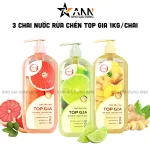 Chuyên sỉ combo 3 Chai Nước Rửa Chén Top Gia Hương Chanh Tươi - Hương Gừng- Hương Bưởi Hồng 1kg/chai