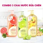 Chuyên sỉ combo 3 Chai Nước Rửa Chén Top Gia Hương Chanh Tươi - Hương Gừng- Hương Bưởi Hồng 1kg/chai