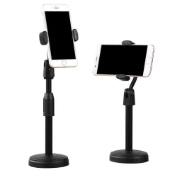 Chuyên sỉ combo 3 Giá Đỡ Điện Thoại Để Bàn - Kẹp Điện Thoại Livestream Quay Video 2 Tầng - Giá Màu Đen Đế Tròn Xoay 360 Độ 29.5xcm