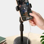 Chuyên sỉ combo 3 Giá Đỡ Điện Thoại Để Bàn - Kẹp Điện Thoại Livestream Quay Video 2 Tầng - Giá Màu Đen Đế Tròn Xoay 360 Độ 29.5xcm