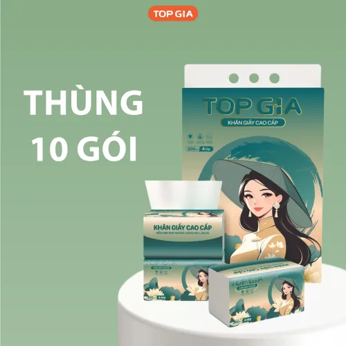 Giấy Ăn Top Gia Sắc Việt Combo 3 Gói, 300 Tờ 4 Lớp