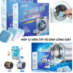 Bộ 3 hộp viên tẩy lồng máy giặt JIELILIANG, 12 viên/hộp, 9x8x5cm