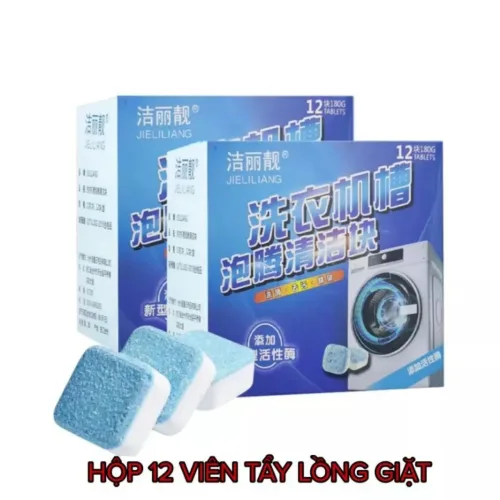 Bộ 3 hộp viên tẩy lồng máy giặt JIELILIANG, 12 viên/hộp, 9x8x5cm