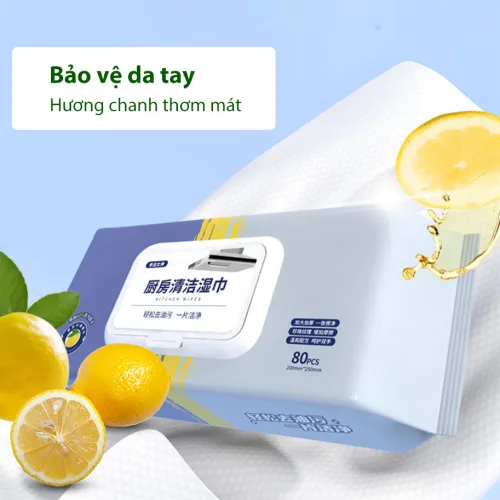 Combo 3 gói khăn ướt lau bếp đa năng, 80 miếng mỗi gói, 30x11x5cm