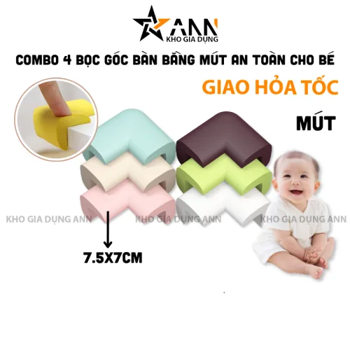 Bọc góc bàn bằng mút cho bé, combo 4 miếng 7.5x7cm