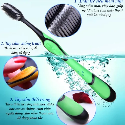 Bộ 5 bàn chải đánh răng than tre Marongun lông mềm 21cm