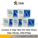 Shop sỉ combo 5 Hộp Tăm Chỉ Nha Khoa Vệ Sinh Răng Miệng Dental Flossers - Hộp 50 Tăm Nha Khoa 8,4x5,8x2,7cm