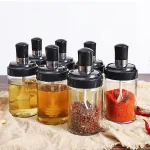 Chuyên sỉ combo 5 Hũ Đựng Gia Vị Bằng Thuỷ Tinh - Lọ Đựng Gia Vị Thuỷ Tinh Có Nắp Đậy Kèm Thìa Nhà Bếp 13x5cm