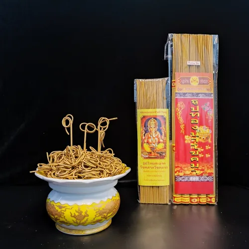 Nguồn hàng sỉ túi Nén Nhang Thần Tài Thái Lan Nhập Khẩu - Hương Sạch Cuộn Tàn Đồng Xu 39cm