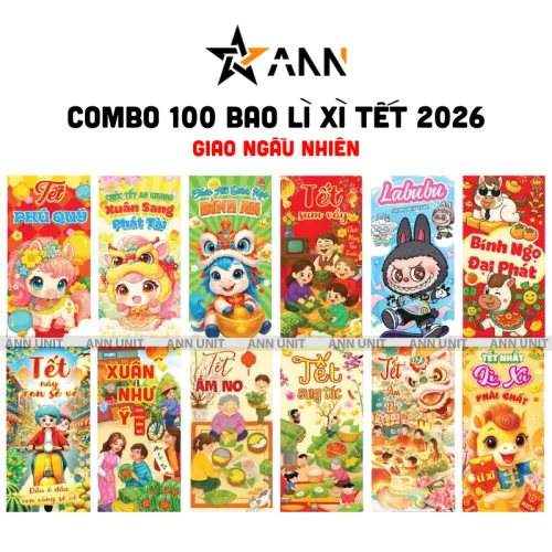 Chỗ sỉ combo 100 Bao Lì Xì Tết Bính Ngọ 2026 - Khách Chọn Tối Đa 10 mẫu