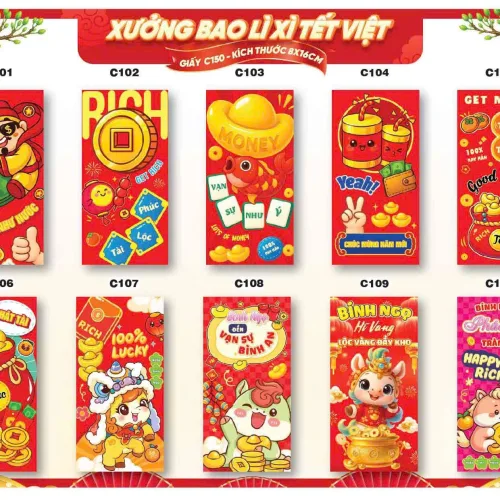 Chỗ sỉ combo 100 Bao Lì Xì Tết Bính Ngọ 2026 - Khách Chọn Tối Đa 10 mẫu