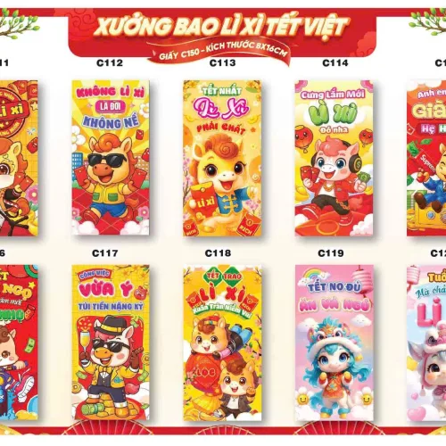 Chỗ sỉ combo 100 Bao Lì Xì Tết Bính Ngọ 2026 - Khách Chọn Tối Đa 10 mẫu