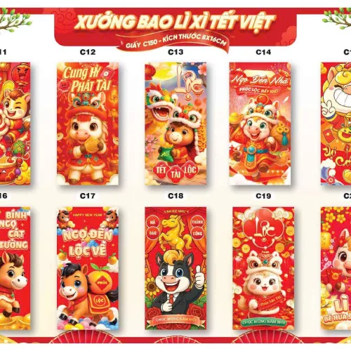 Chỗ sỉ combo 100 Bao Lì Xì Tết Bính Ngọ 2026 - Khách Chọn Tối Đa 10 mẫu