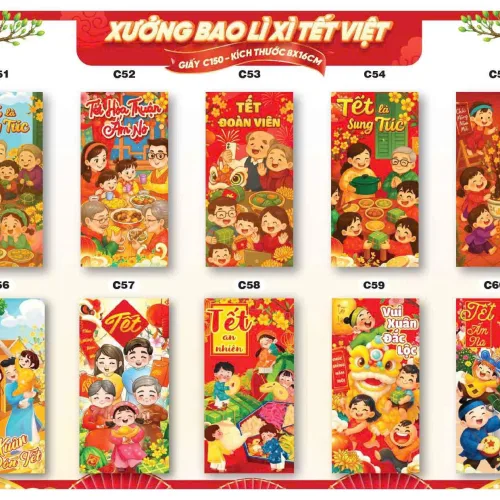 Chỗ sỉ combo 100 Bao Lì Xì Tết Bính Ngọ 2026 - Khách Chọn Tối Đa 10 mẫu