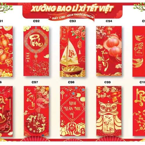 Chỗ sỉ combo 100 Bao Lì Xì Tết Bính Ngọ 2026 - Khách Chọn Tối Đa 10 mẫu