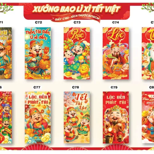 Chỗ sỉ combo 100 Bao Lì Xì Tết Bính Ngọ 2026 - Khách Chọn Tối Đa 10 mẫu
