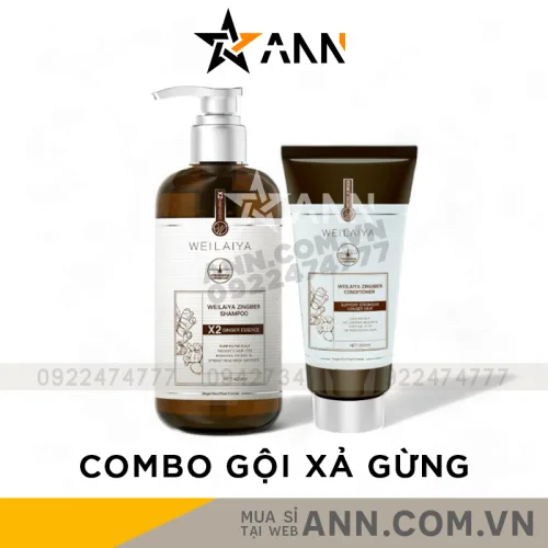 Bộ Weilaiya Zingiber X2 Ginger Essence Gội Xả Gừng Nâu