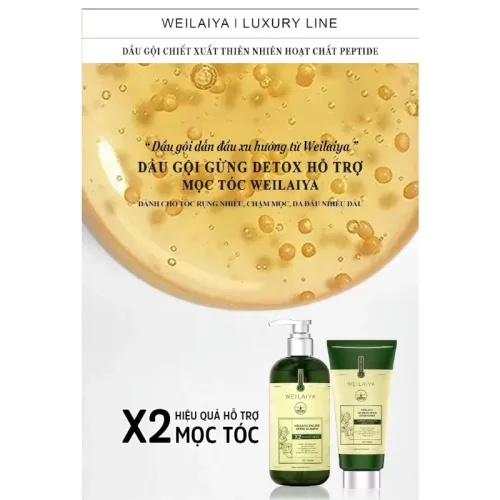 Shop sỉ combo Dầu Gội Xả Gừng Weilaiya Màu Xanh Zingiber Detox X2 Ginger Essence Giúp Tóc Bóng Khỏe Giảm Gãy Rụng