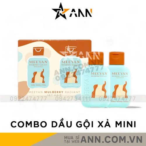 Bộ sản phẩm dầu gội và dầu xả rễ dâu tằm Meeyan Mini