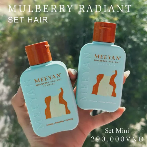Bộ sản phẩm dầu gội và dầu xả rễ dâu tằm Meeyan Mini