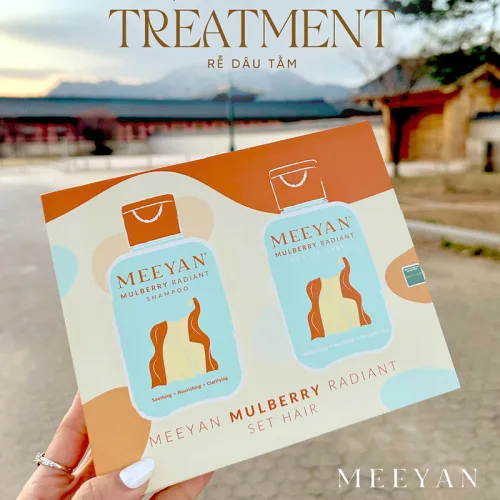 Bộ sản phẩm dầu gội và dầu xả rễ dâu tằm Meeyan Mini