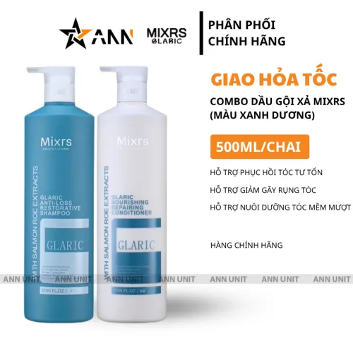 Bộ dầu gội và dầu xả Mixrs màu xanh dương 500ml