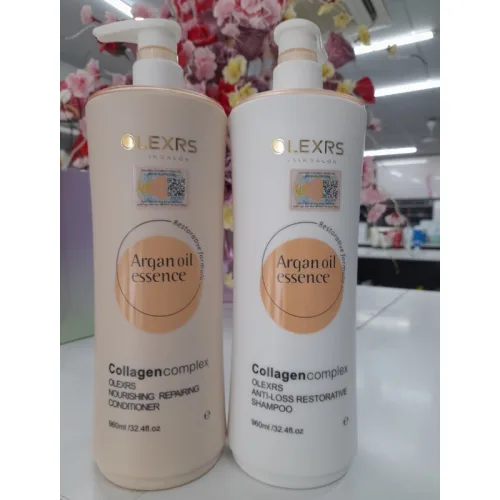 Bộ dầu gội và dầu xả Olexrs Argan Oil Essence màu cam 500ml bản mới 2024