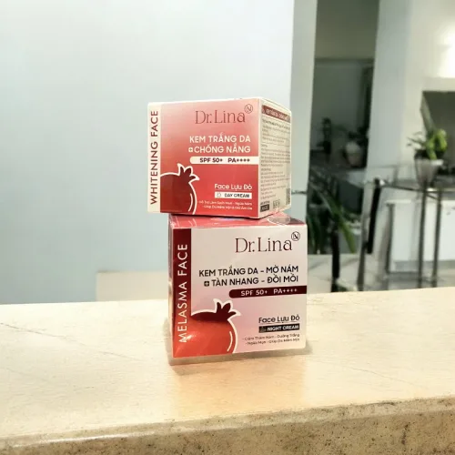 Combo kem dưỡng da mặt ngày đêm Dr.Lina Lựu Đỏ 18g hỗ trợ trắng da, mờ nám
