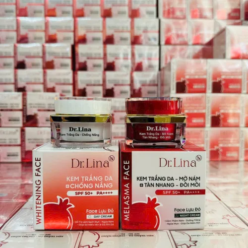 Combo kem dưỡng da mặt ngày đêm Dr.Lina Lựu Đỏ 18g hỗ trợ trắng da, mờ nám