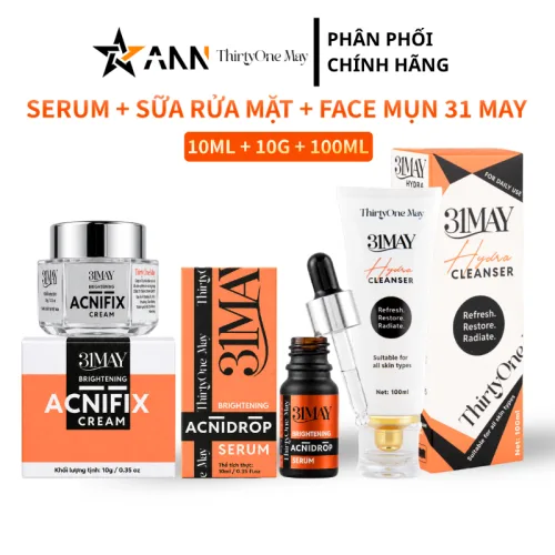 Chuyên sỉ combo Kem Mụn 31may Acnifix 15g & Serum Mụn 31may Acnidrop 10ml & Sữa Rửa Mặt 31may Hydra Cleanser 100ml - Mỹ Phẩm Thirty One May