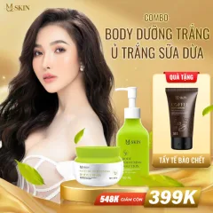MQ Skin Nature Whitening Body 150gr – Bộ kem ủ trắng và kem body dưỡng trắng sữa dừa, tặng tẩy tế bào chết cà phê