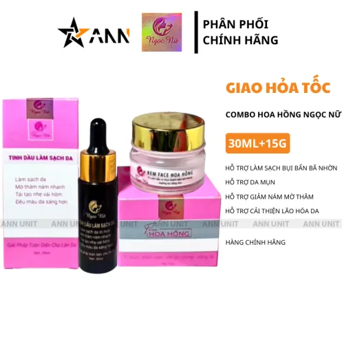 Combo Ngọc Nữ Kem Face Hoa Hồng 15g và Serum 30ml