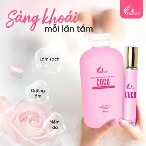 Bộ Charme Coco sữa tắm hương nước hoa 500ml và nước hoa 10ml