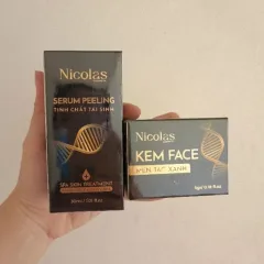 Nơi lấy sỉ combo Tái Sinh Nicolas - Serum Peeling 30ml & Kem Face Men Tảo Xanh Collagen 5g Chính Hãng